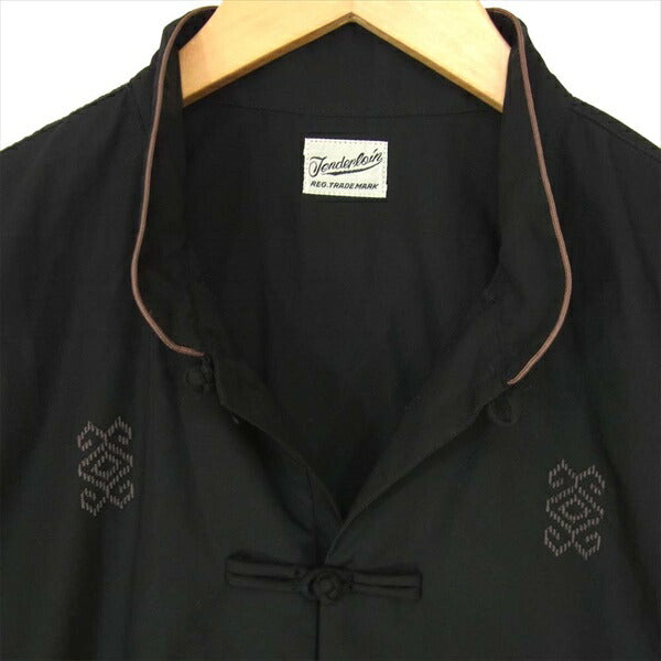 TENDERLOIN テンダーロイン 19SS F.C. SHT ロングスリーブ 民族 チャイナボタン 長袖シャツ ブラック系 S【中古】