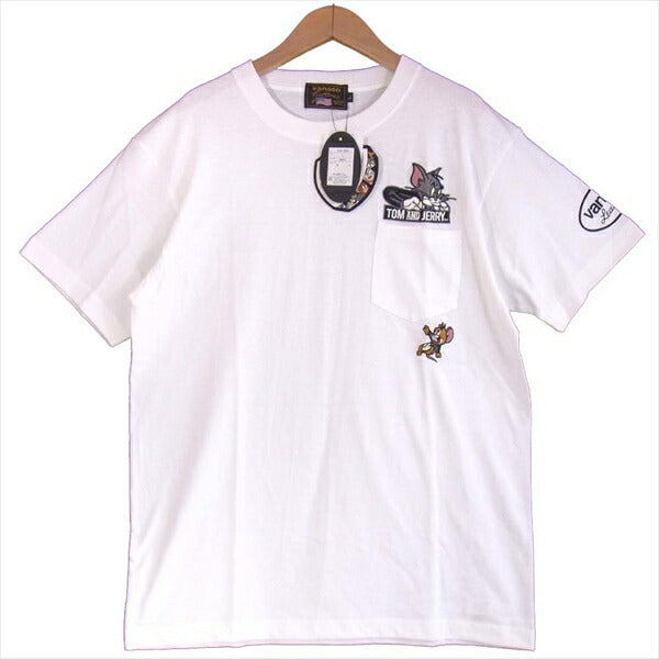 VANSON バンソン TJV-2023 トム&ジェリー コラボ 半袖 ポケット Tシャツ 白系 白系 L【新古品】【未使用】【中古】