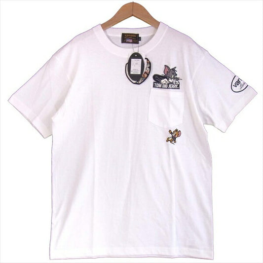 VANSON バンソン TJV-2023 トム&ジェリー コラボ 半袖 ポケット Tシャツ 白系 白系 L【新古品】【未使用】【中古】