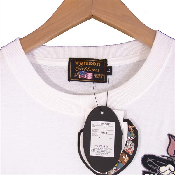 VANSON バンソン TJV-2023 トム&ジェリー コラボ 半袖 ポケット Tシャツ 白系 白系 L【新古品】【未使用】【中古】