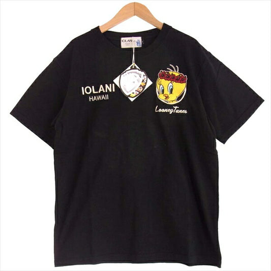 イオラニ 103702L ハワイアントゥイーティー 刺繍入り レディース Tシャツ 黒系 黒系 L【新古品】【未使用】【中古】