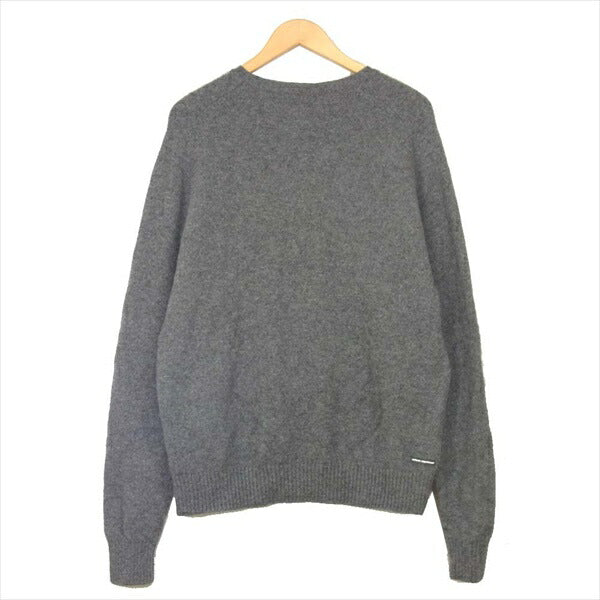 uniform experiment ユニフォームエクスペリメント 19AW EMBROIDERY CREW NECK KNIT ロゴ 刺繍 ウール ニット グレー系 3【中古】