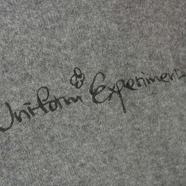uniform experiment ユニフォームエクスペリメント 19AW EMBROIDERY CREW NECK KNIT ロゴ 刺繍 ウール ニット グレー系 3【中古】
