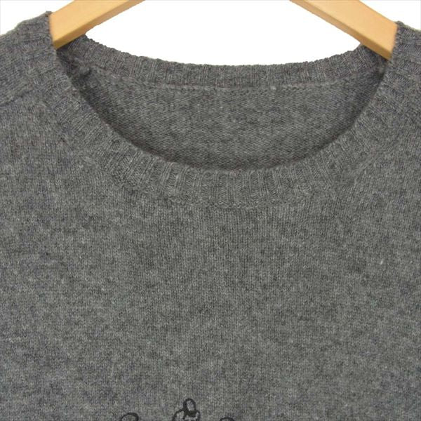 uniform experiment ユニフォームエクスペリメント 19AW EMBROIDERY CREW NECK KNIT ロゴ 刺繍 ウール ニット グレー系 3【中古】