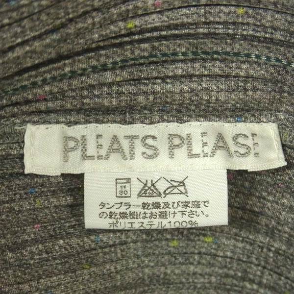 PLEATS PLEASE プリーツプリーズ PP12-JD265 ネップツイード転写プリント ノーカラー レディース ジャケット グレー系 グレー系 3【美品】【中古】