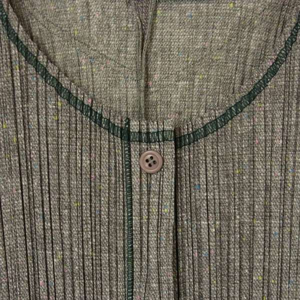 PLEATS PLEASE プリーツプリーズ PP12-JD265 ネップツイード転写プリント ノーカラー レディース ジャケット グレー系 グレー系 3【美品】【中古】