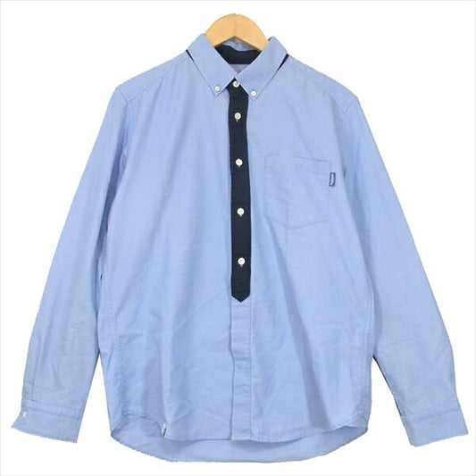 BALABUSHKA バラブシュカ 切替 ボタンダウン ロングスリーブ バイカラー 長袖シャツ 水色系 水色系 M【中古】