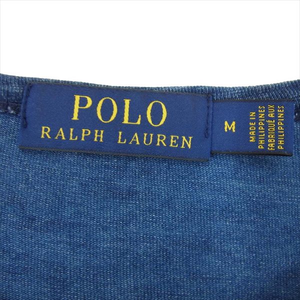 POLO RALPH LAUREN ポロ・ラルフローレン 国内正規品 インディゴ 刺繍 コットン Tシャツ ネイビー系 ネイビー系 M【中古】