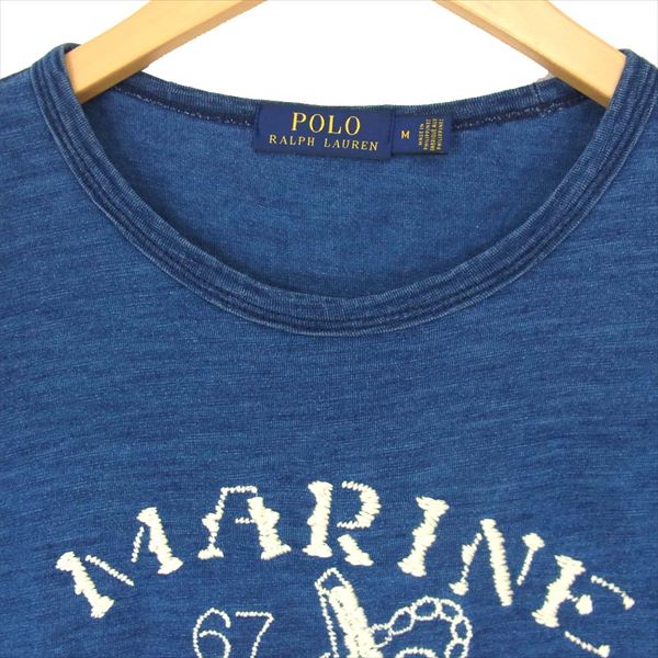 POLO RALPH LAUREN ポロ・ラルフローレン 国内正規品 インディゴ 刺繍 コットン Tシャツ ネイビー系 ネイビー系 M【中古】
