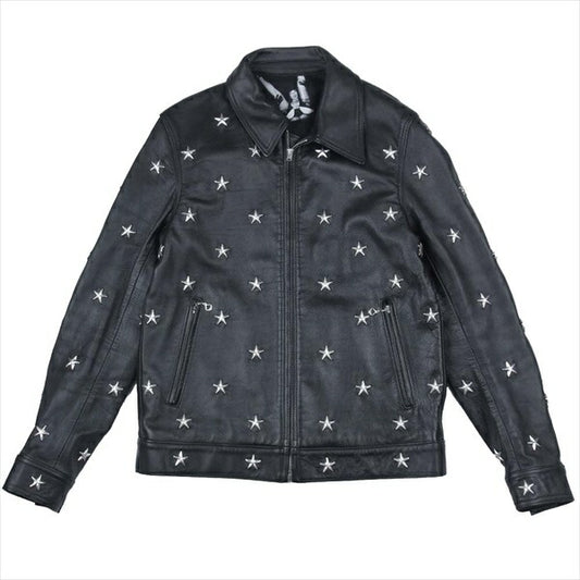 WACKO MARIA ワコマリア BSM限定 スタースタッズ バックプリント レザー ジャケット ブラック系 M【中古】