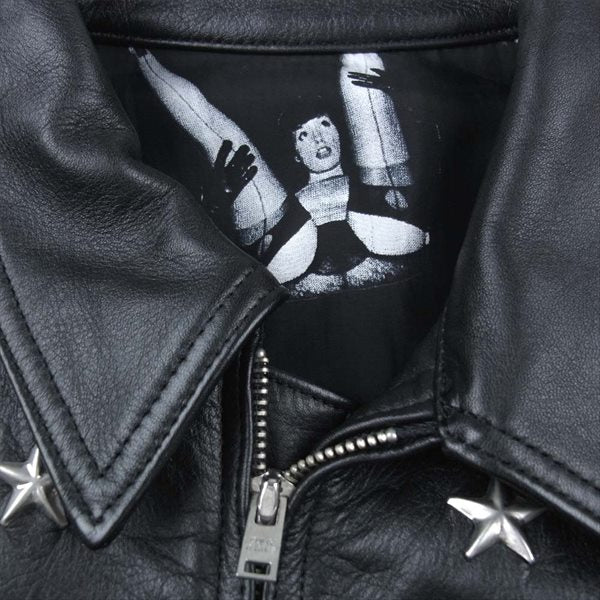 WACKO MARIA ワコマリア BSM限定 スタースタッズ バックプリント レザー ジャケット ブラック系 M【中古】