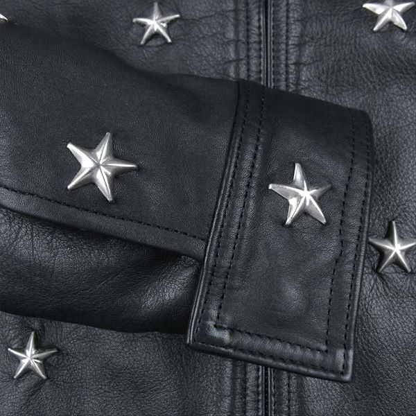 WACKO MARIA ワコマリア BSM限定 スタースタッズ バックプリント レザー ジャケット ブラック系 M【中古】