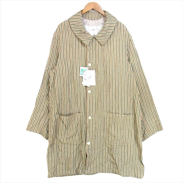 VISVIM ビズビム 120105013008 GREASE MONKEY COAT CONOID SANTOME リネン コート IVORY STRIPE IVORY STRIPE 4【美品】【中古】