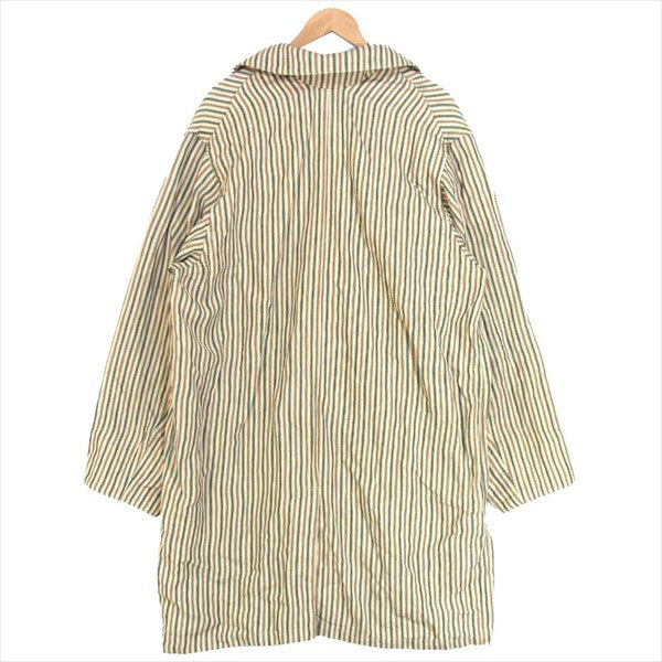VISVIM ビズビム 120105013008 GREASE MONKEY COAT CONOID SANTOME リネン コート IVORY STRIPE IVORY STRIPE 4【美品】【中古】