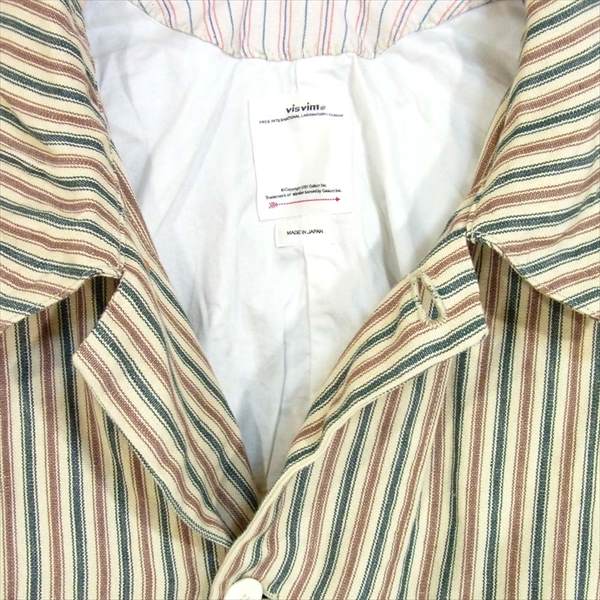 VISVIM ビズビム 120105013008 GREASE MONKEY COAT CONOID SANTOME リネン コート IVORY STRIPE IVORY STRIPE 4【美品】【中古】