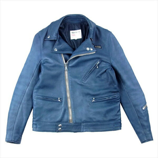Lewis Leathers ルイスレザー リアルマッコイズ The REAL McCOY'S 別注 Cyclone サイクロン ディアスキン ダブル レザー ライダース ジャケット ネイビー系 38【中古】
