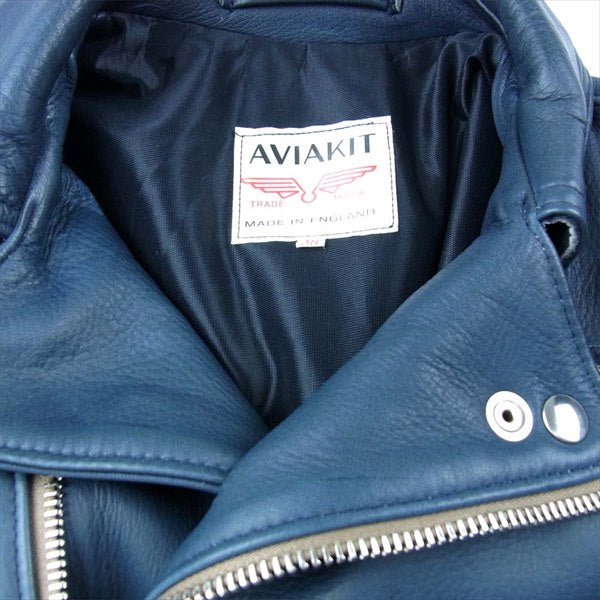 Lewis Leathers ルイスレザー リアルマッコイズ The REAL McCOY'S 別注 Cyclone サイクロン ディアスキン ダブル レザー ライダース ジャケット ネイビー系 38【中古】