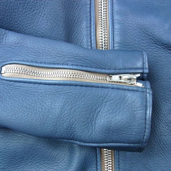 Lewis Leathers ルイスレザー リアルマッコイズ The REAL McCOY'S 別注 Cyclone サイクロン ディアスキン ダブル レザー ライダース ジャケット ネイビー系 38【中古】