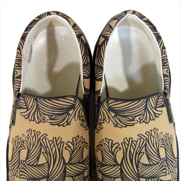 LOUIS VUITTON ルイ・ヴィトン MS0155 クリストファーネメス イタリア製 プリント スリッポン ベージュ系 6【中古】