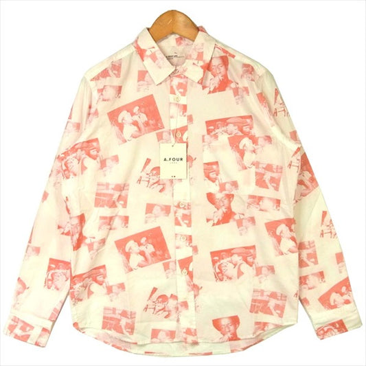 エー・フォー ラブス AFS15-SH0001 ALLOVER PRINT SHIRT プリント 長袖シャツ ピンク系 S【新古品】【未使用】【中古】