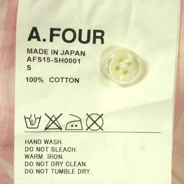 エー・フォー ラブス AFS15-SH0001 ALLOVER PRINT SHIRT プリント 長袖シャツ ピンク系 S【新古品】【未使用】【中古】