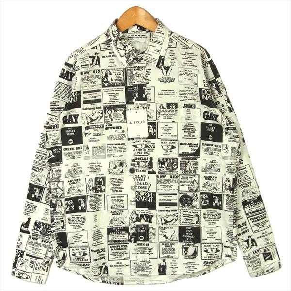 エー・フォー ラブス A.FOUR Labs AFW6-SH001 PRINT LS SHIRT プリント 長袖シャツ ホワイト系 S 【新古品】【未使用】【即決】 ホワイト系 S【新古品】【未使用】【中古】
