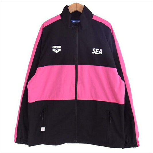ウィンダンシー WDSARNA-01 × アリーナ ARENA WDS NYLON TRACK JACKET アリーナ ナイロン ジャケット 黒×ピンク L【極上美品】【中古】