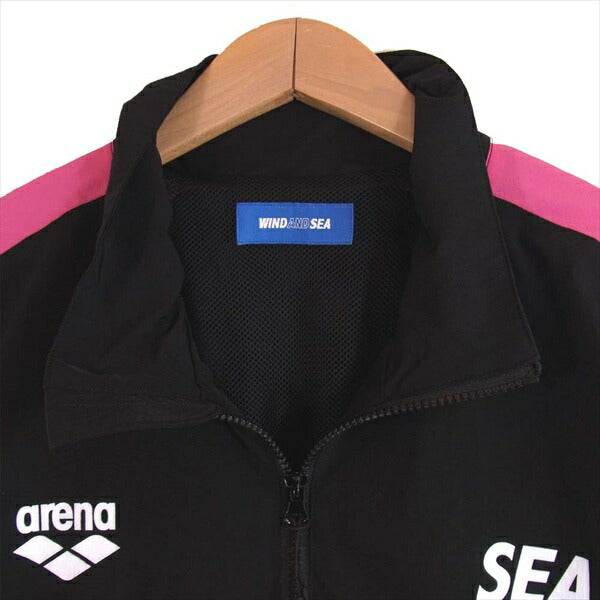 ウィンダンシー WDSARNA-01 × アリーナ ARENA WDS NYLON TRACK JACKET アリーナ ナイロン ジャケット 黒×ピンク L【極上美品】【中古】