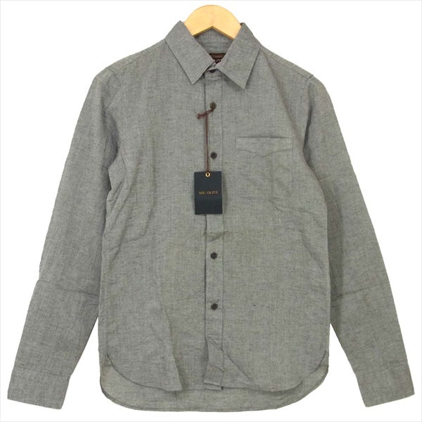 MR.OLIVE ミスターオリーブ M-1309 レギュラーカラー コットン 長袖シャツ グレー系 グレー系 S【新古品】【未使用】【中古】