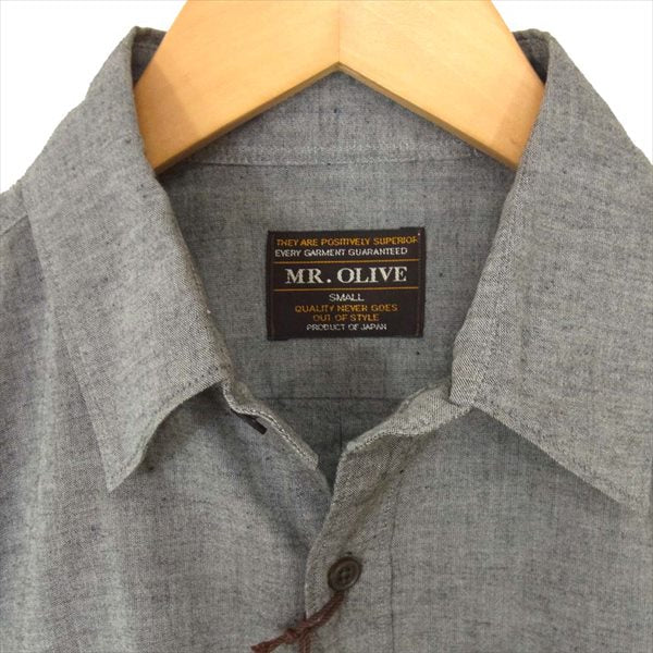 MR.OLIVE ミスターオリーブ M-1309 レギュラーカラー コットン 長袖シャツ グレー系 グレー系 S【新古品】【未使用】【中古】