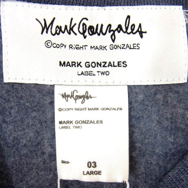Mark Gonzales マークゴンザレス 18W-C03 裏起毛 プリント トレーナー スウェット ブルー系 ブルー系 L【美品】【中古】