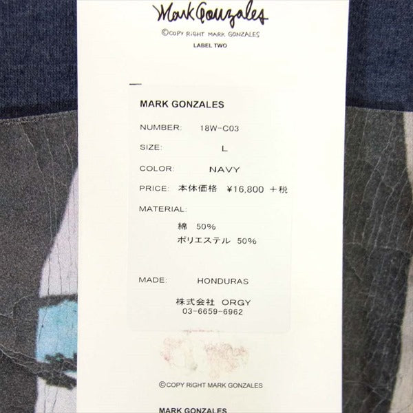 Mark Gonzales マークゴンザレス 18W-C03 裏起毛 プリント トレーナー スウェット ブルー系 ブルー系 L【美品】【中古】