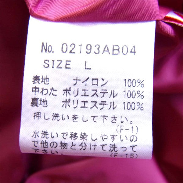HYSTERIC GLAMOUR ヒステリックグラマー 02193AB04 プリマロフトナイロンタフタワッペン付 フーデッド ジャケット ピンク系 L【新古品】【未使用】【中古】