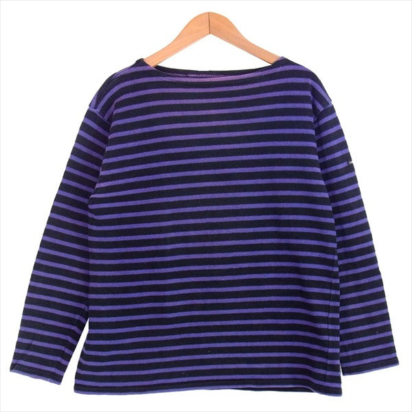 SAINT JAMES セントジェームス ウェッソン ボーダー バスクシャツ 黒×紫 カットソー 紫×黒 紫×黒 USA 36【中古】