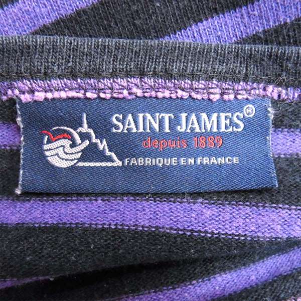 SAINT JAMES セントジェームス ウェッソン ボーダー バスクシャツ 黒×紫 カットソー 紫×黒 紫×黒 USA 36【中古】