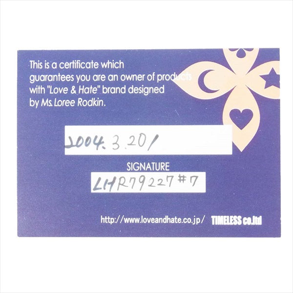 Loree Rodkin ローリーロドキン ラブアンドヘイト love&hate LHR79227 レディース リング シルバー 7号程度【中古】