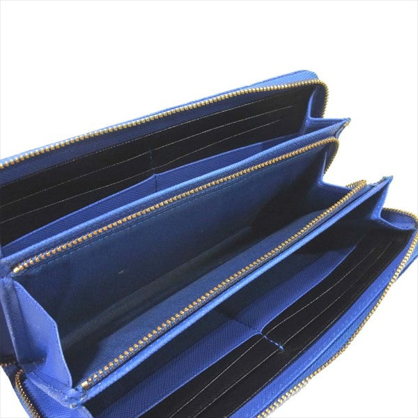 Paul Smith ポール・スミス 30PA 873-438 スミシーハート ラウンドジップ ウォレット レディース 財布 ブルー系  ブルー系【中古】