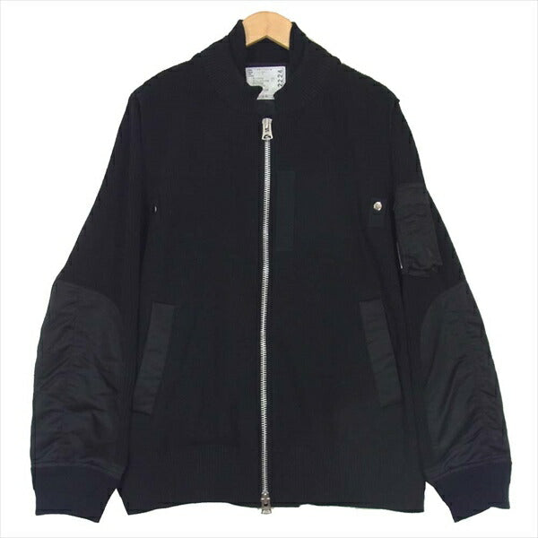 Sacai サカイ 20-02224M THE STOREKNIT BLOUSON 切替 ブルゾン ボンバージャケット ニット 黒系 2【美品】【中古】