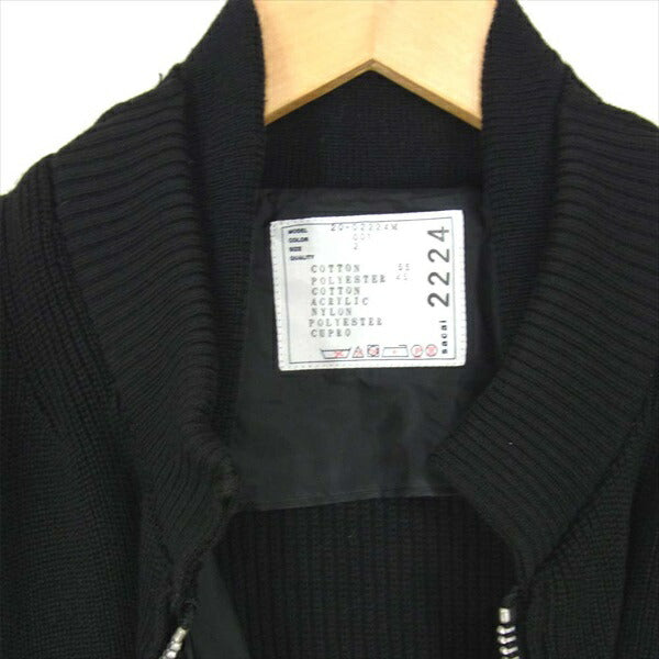 Sacai サカイ 20-02224M THE STOREKNIT BLOUSON 切替 ブルゾン ボンバージャケット ニット 黒系 2【美品】【中古】