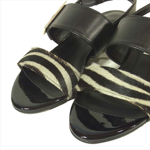 MORABITO モラビト BLANC ブラン 2371-82013 ゼブラ レディース サンダル ブラック系 23cm【新古品】【未使用】【中古】