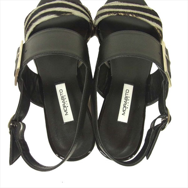 MORABITO モラビト BLANC ブラン 2371-82013 ゼブラ レディース サンダル ブラック系 23cm【新古品】【未使用】【中古】