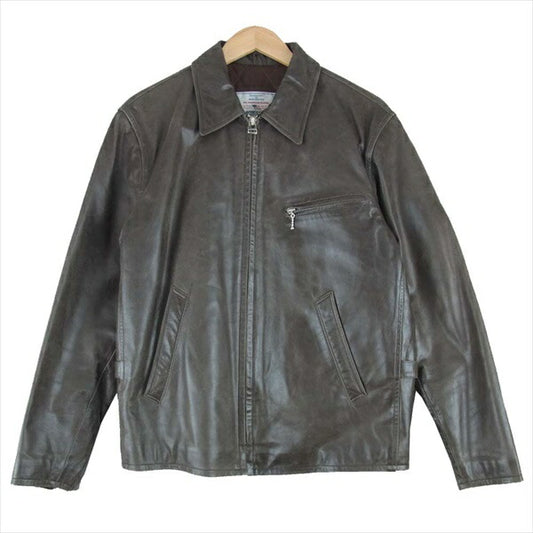 AVIREX アヴィレックス 611129 シングル レザー ライダース レザー ジャケット ダークブラウン系 M【中古】