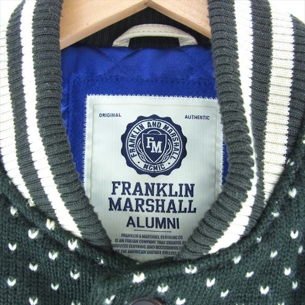 FRANKLIN&MARSHALL フランクリンマーシャル 37141 カウチン 袖レザー スタジャン ネイビー系 S【中古】