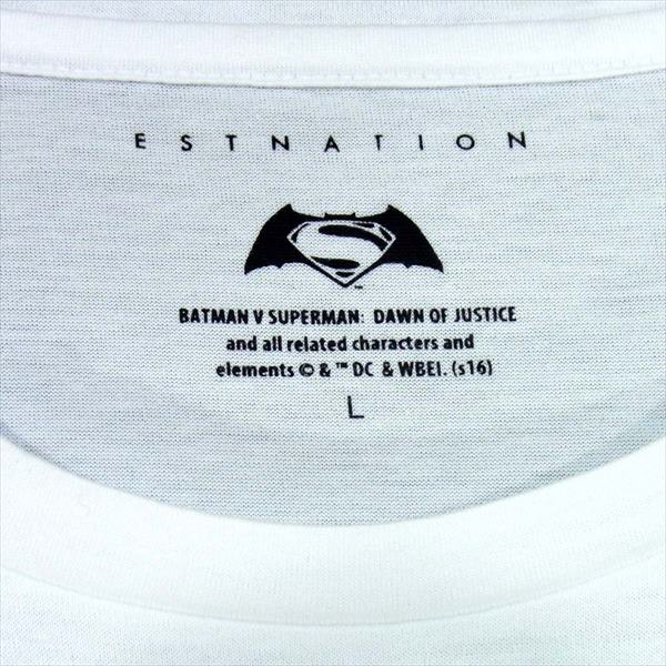 ESTNATION エストネーション スーパーマン 半袖Tシャツ ワッペン Tシャツ 白系 白系 L【新古品】【未使用】【中古】
