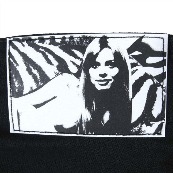 HYSTERIC GLAMOUR ヒステリックグラマー 05191AP03 GHOST WOLVES COLLAGE PT パッチ リメイク スリム パンツ 黒系 26インチ【美品】【中古】
