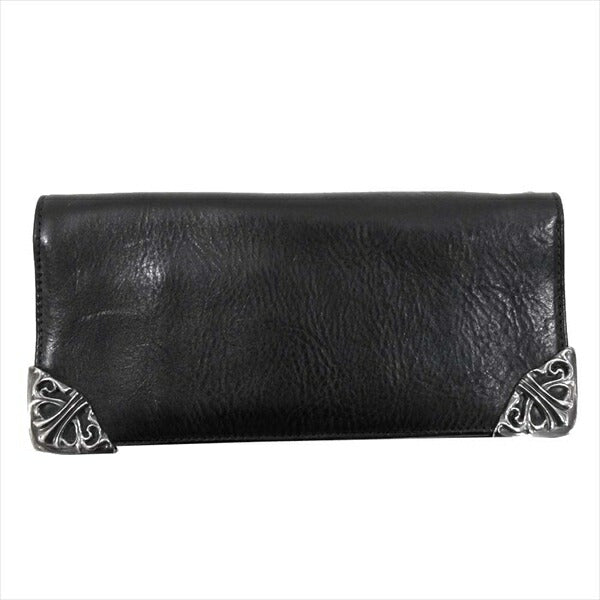 CHROME HEARTS クロムハーツ（原本有） 国内正規店原本付属 LNG SNGL FOLD TIPS シングルフォールド ウォレット ヘビーレザー ウォレット 黒系【中古】