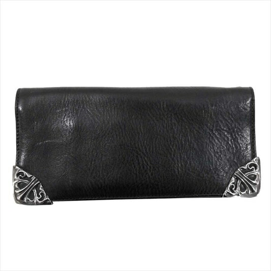 CHROME HEARTS クロムハーツ（原本有） 国内正規店原本付属 LNG SNGL FOLD TIPS シングルフォールド ウォレット ヘビーレザー ウォレット 黒系【中古】