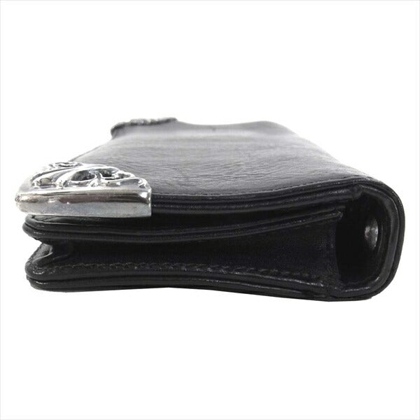 CHROME HEARTS クロムハーツ（原本有） 国内正規店原本付属 LNG SNGL FOLD TIPS シングルフォールド ウォレット ヘビーレザー ウォレット 黒系【中古】