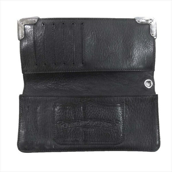 CHROME HEARTS クロムハーツ（原本有） 国内正規店原本付属 LNG SNGL FOLD TIPS シングルフォールド ウォレット ヘビーレザー ウォレット 黒系【中古】