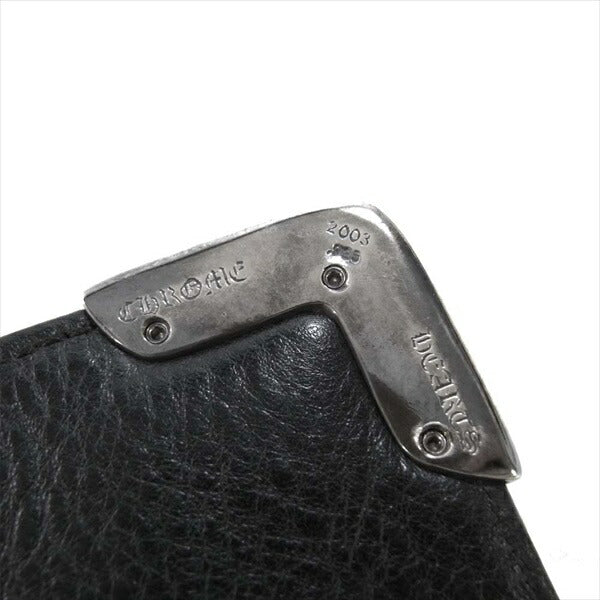 CHROME HEARTS クロムハーツ（原本有） 国内正規店原本付属 LNG SNGL FOLD TIPS シングルフォールド ウォレット ヘビーレザー ウォレット 黒系【中古】